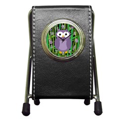 Purple Owl Pen Holder Desk Clocks