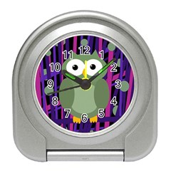 Green And Purple Owl Travel Alarm Clocks