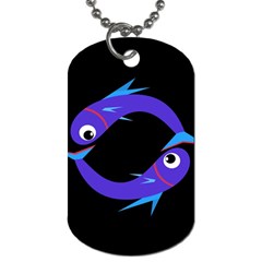 Blue Fishes Dog Tag (one Side)