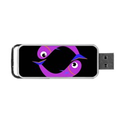 Purple Fishes Portable Usb Flash (one Side)