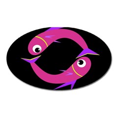 Magenta Fishes Oval Magnet