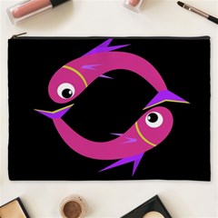 Magenta Fishes Cosmetic Bag (xxxl)  by Valentinaart