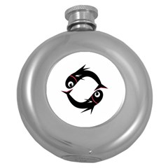 Black Fishes Round Hip Flask (5 Oz)