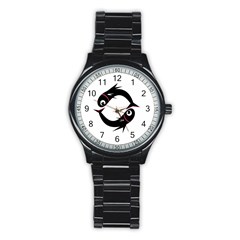 Black Fishes Stainless Steel Round Watch