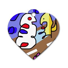 Abstract Comic Dog Tag Heart (one Side)