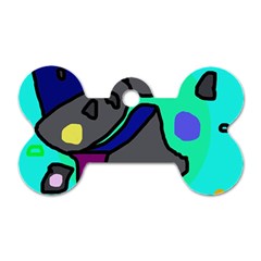 Blue Comic Abstract Dog Tag Bone (two Sides)