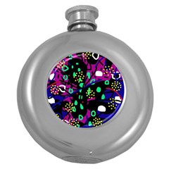 Abstract Colorful Chaos Round Hip Flask (5 Oz)