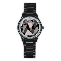 Simple Gray Abstraction Stainless Steel Round Watch by Valentinaart