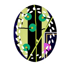 Crazy Abstraction By Moma Oval Filigree Ornament (2-side)  by Valentinaart