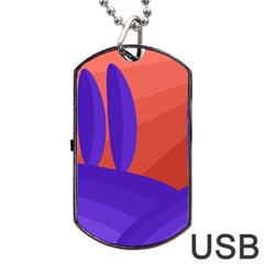 Purple And Orange Landscape Dog Tag Usb Flash (one Side)