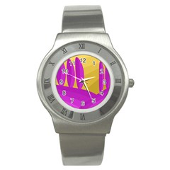 Yellow And Magenta Landscape Stainless Steel Watch