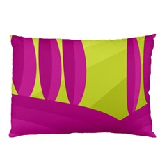 Yellow And Pink Landscape Pillow Case (two Sides) by Valentinaart