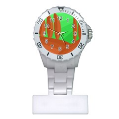 Green And Orange Landscape Plastic Nurses Watch