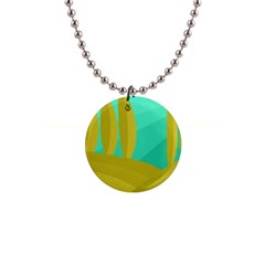 Green And Yellow Landscape Button Necklaces by Valentinaart