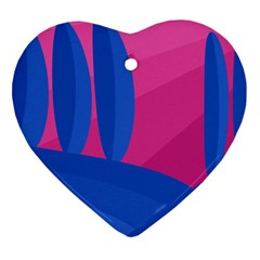 Magenta And Blue Landscape Heart Ornament (2 Sides)