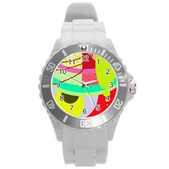 Colorful Abstraction By Moma Round Plastic Sport Watch (l)