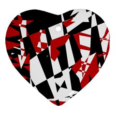 Red, Black And White Chaos Heart Ornament (2 Sides)