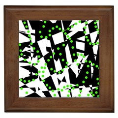 Black, White And Green Chaos Framed Tiles