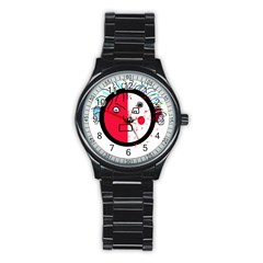 Angry Transparent Face Stainless Steel Round Watch