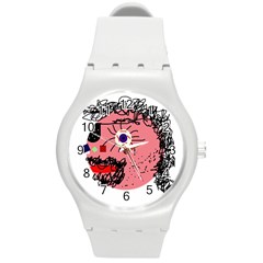 Abstract Face Round Plastic Sport Watch (m)