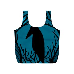 Halloween Raven - Blue Full Print Recycle Bags (s) 