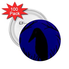 Halloween Raven - Deep Blue 2 25  Buttons (100 Pack)  by Valentinaart