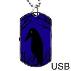 Halloween Raven - Deep Blue Dog Tag Usb Flash (one Side)