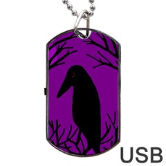 Halloween Raven - Purple Dog Tag Usb Flash (one Side)