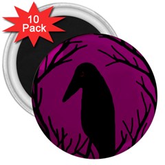 Halloween Raven - Magenta 3  Magnets (10 Pack) 