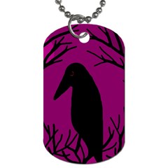 Halloween Raven - Magenta Dog Tag (two Sides)