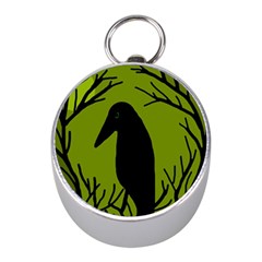 Halloween Raven - Green Mini Silver Compasses