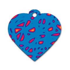 Blue And Red Neon Dog Tag Heart (two Sides)