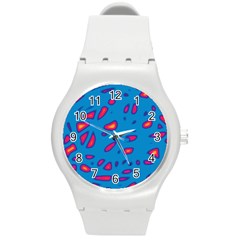 Blue And Red Neon Round Plastic Sport Watch (m)