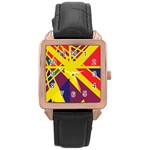 Hot abstraction Rose Gold Leather Watch  Front