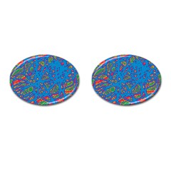 Colorful Neon Chaos Cufflinks (oval) by Valentinaart