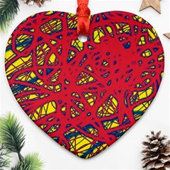 Yellow And Red Neon Design Ornament (heart) 