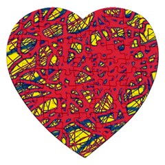 Yellow And Red Neon Design Jigsaw Puzzle (heart)