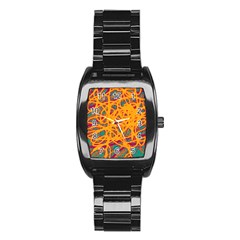 Orange Neon Chaos Stainless Steel Barrel Watch