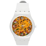 Yellow neon chaos Round Plastic Sport Watch (M) Front