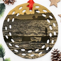 River Plater River Scene At Montevideo Ornament (round Filigree) 