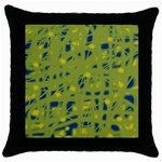 Green and blue Throw Pillow Case (Black) Front