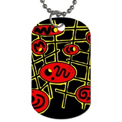 Red And Yellow Hot Design Dog Tag (one Side)