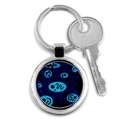 Blue Decorative Design Key Chains (round) 