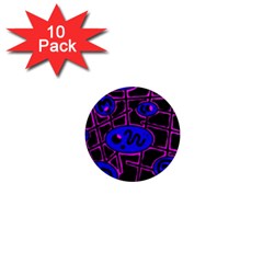 Blue And Magenta Abstraction 1  Mini Magnet (10 Pack) 