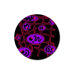 Purple And Red Abstraction Rubber Round Coaster (4 Pack) 