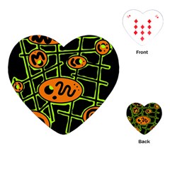 Orange And Green Abstraction Playing Cards (heart) 