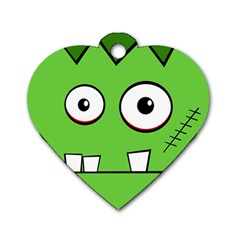 Halloween Frankenstein - Green Dog Tag Heart (two Sides)