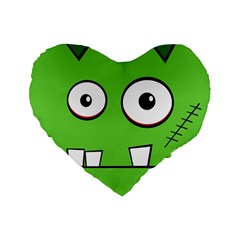 Halloween Frankenstein - Green Standard 16  Premium Flano Heart Shape Cushions by Valentinaart