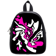 Magenta, Black And White Decor School Bags (small)  by Valentinaart