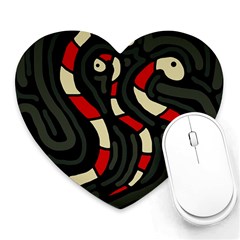 Red Snakes Heart Mousepads by Valentinaart